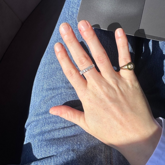 Oval Cut Semi Eternal Vintage Stacked Band Moissanite Ring - SIZE 7 - NEVER WORN - Picture 3 of 5